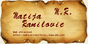 Matija Ranilović vizit kartica